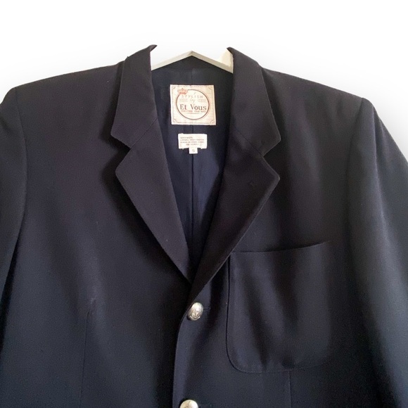 Vintage Et‎ Vous (Paris) Navy Blue Wool Jacket, Size Unisex S, From 90s - Picture 3 of 15